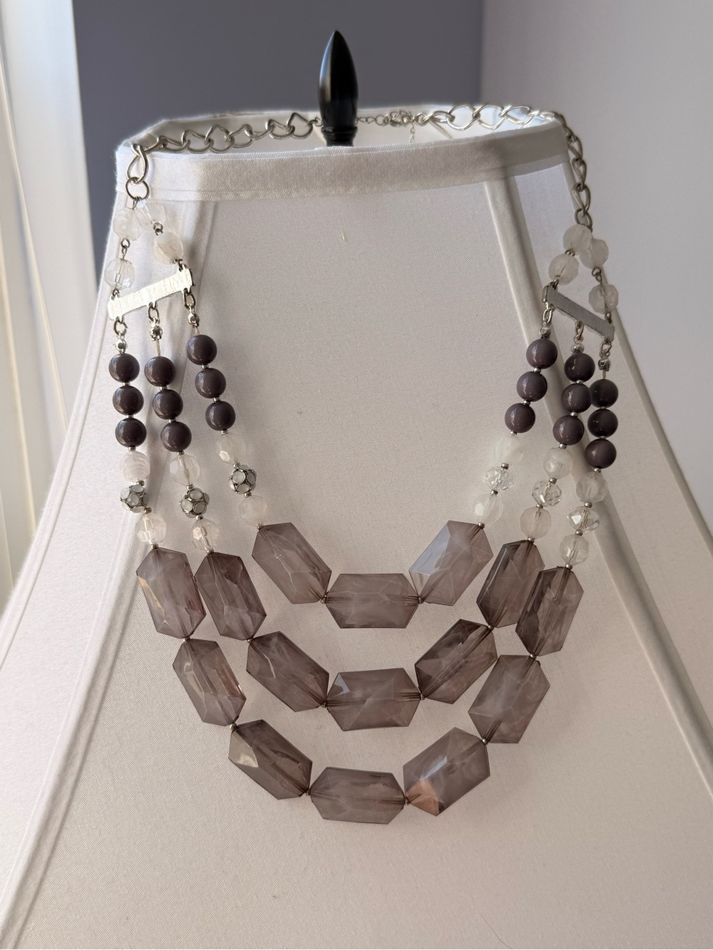 Multi-Strand Smoky Gray Statement Necklace -